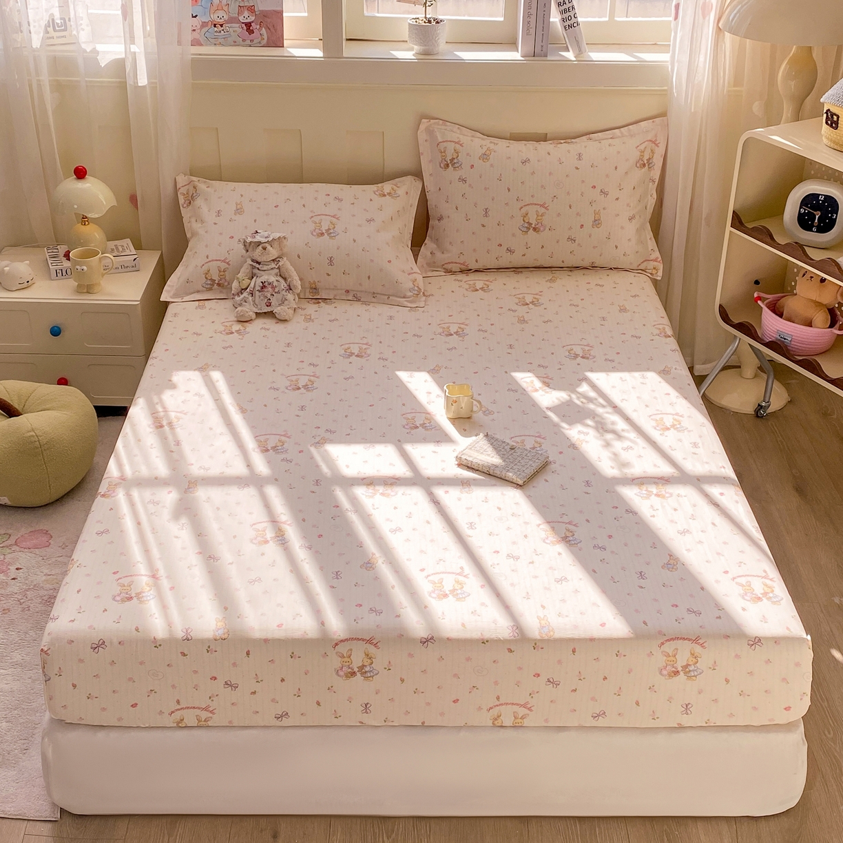 91家纺网 家纺一手货源 找家纺 女子家纺 2026新款全棉纯棉印花小印花花卉款单床笠床笠单件 甜蜜纪念日