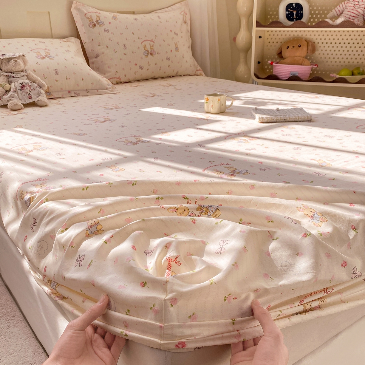 91家纺网 家纺一手货源 找家纺 女子家纺 2026新款全棉纯棉印花小印花花卉款单床笠床笠单件 甜蜜纪念日