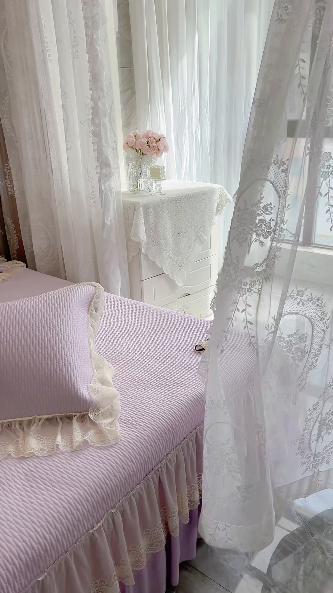 91家纺网 家纺一手货源 找家纺 恋尚羽 2026新款高分子PE凉泡泡大床裙凉感席波浪冰豆豆凉席席子三件套-系列 山茶可可 紫色