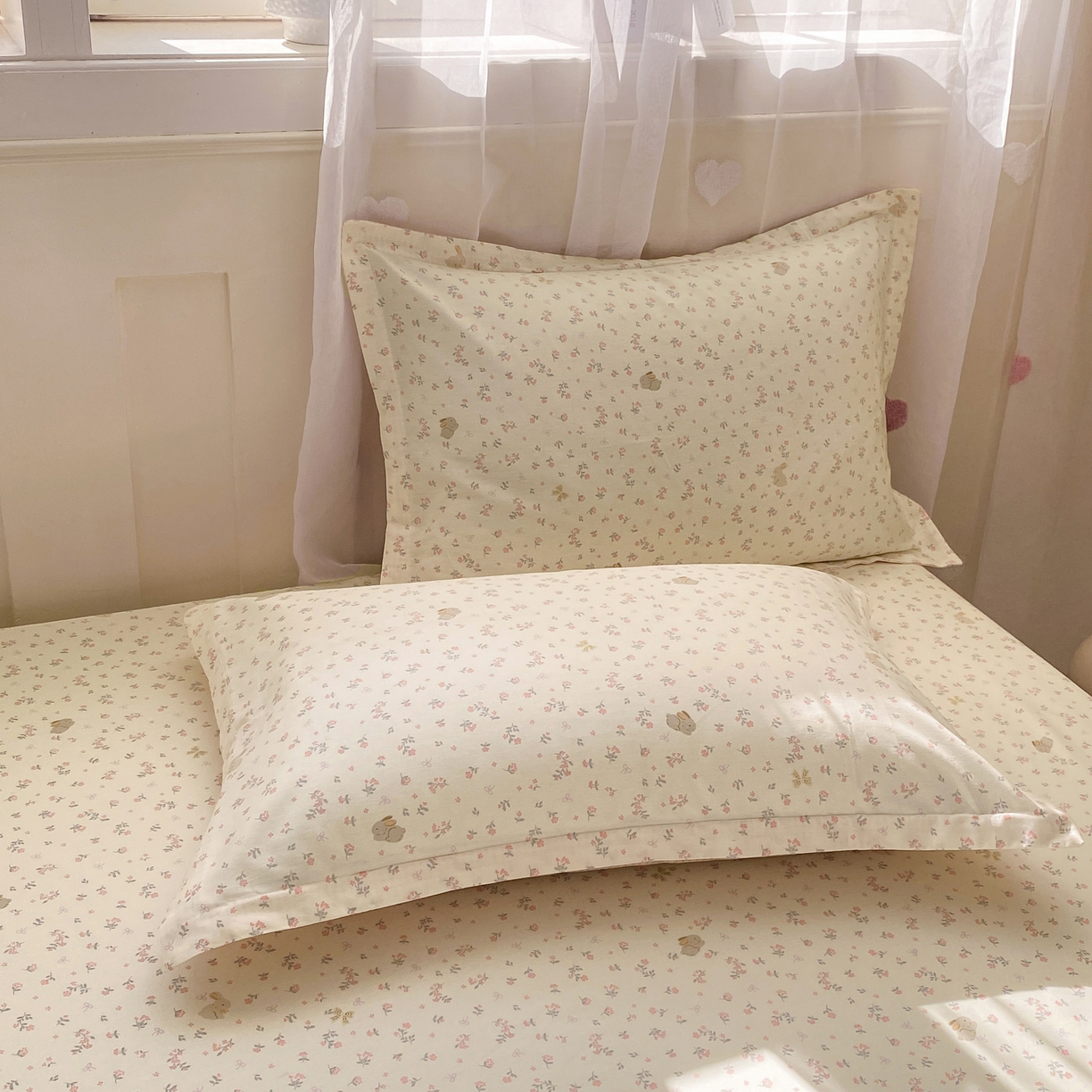 91家纺网 家纺一手货源 找家纺 女子家纺 2026新款全棉纯棉印花小印花花卉款单床笠床笠单件 微花耳耳粉