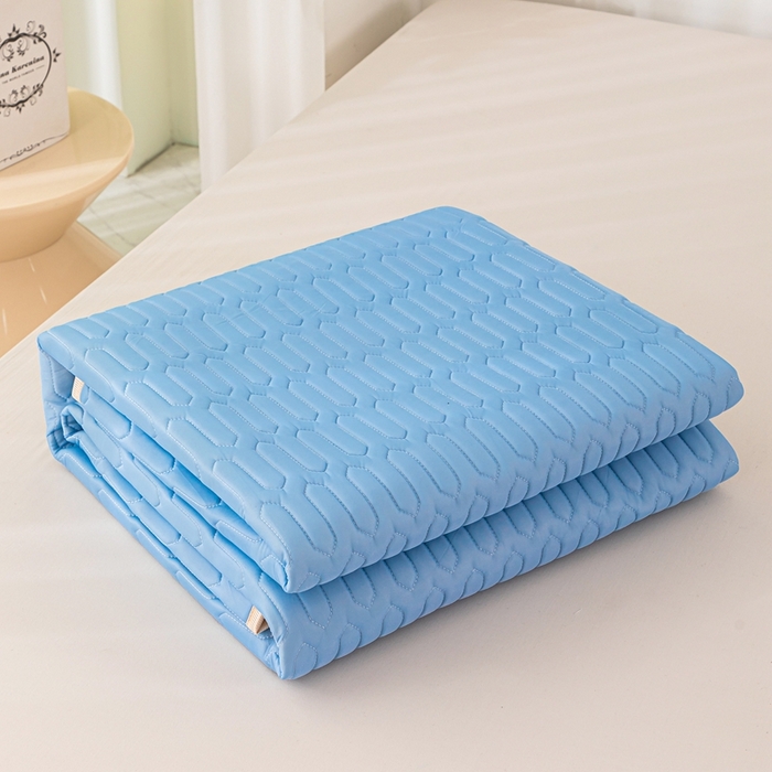 91家纺网 家纺一手货源 找家纺 羽梦家纺 2026新款冰柔丝乳胶床单款凉席蓝色