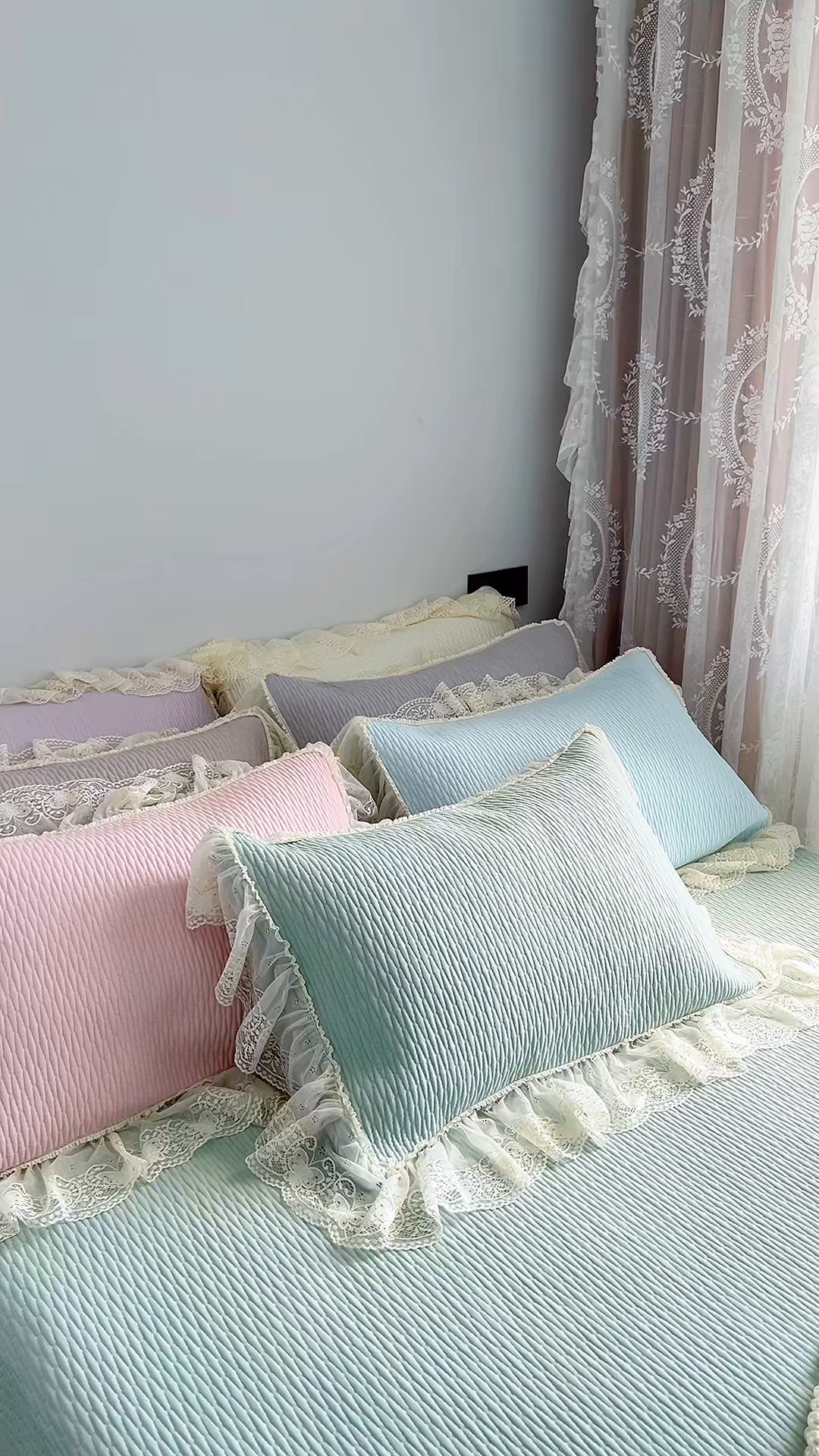 91家纺网 家纺一手货源 找家纺 （总）恋尚羽 2026新款高分子PE凉泡泡大床裙凉感席波浪冰豆豆凉席席子三件套-系列 山茶可可