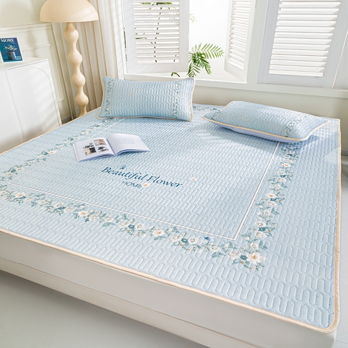 91家纺网 家纺一手货源 找家纺 羽梦家纺 2026新款冰柔丝乳胶床单款凉席浪漫花海