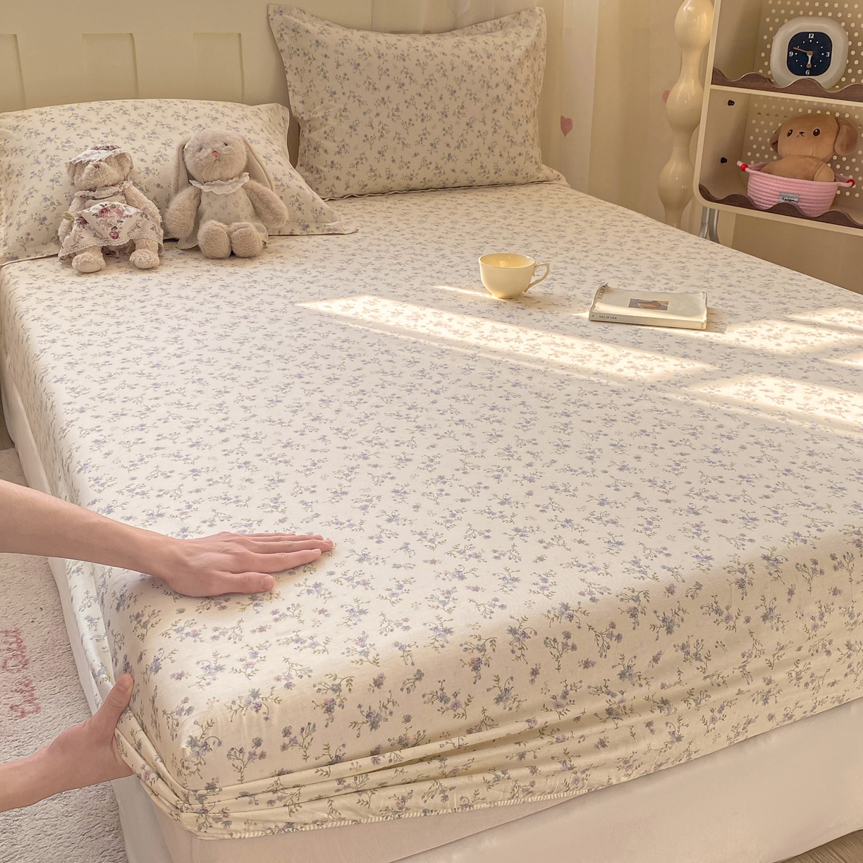 女子家纺 2026新款全棉纯棉印花小印花花卉款单床笠床笠单件 星辰蔷薇