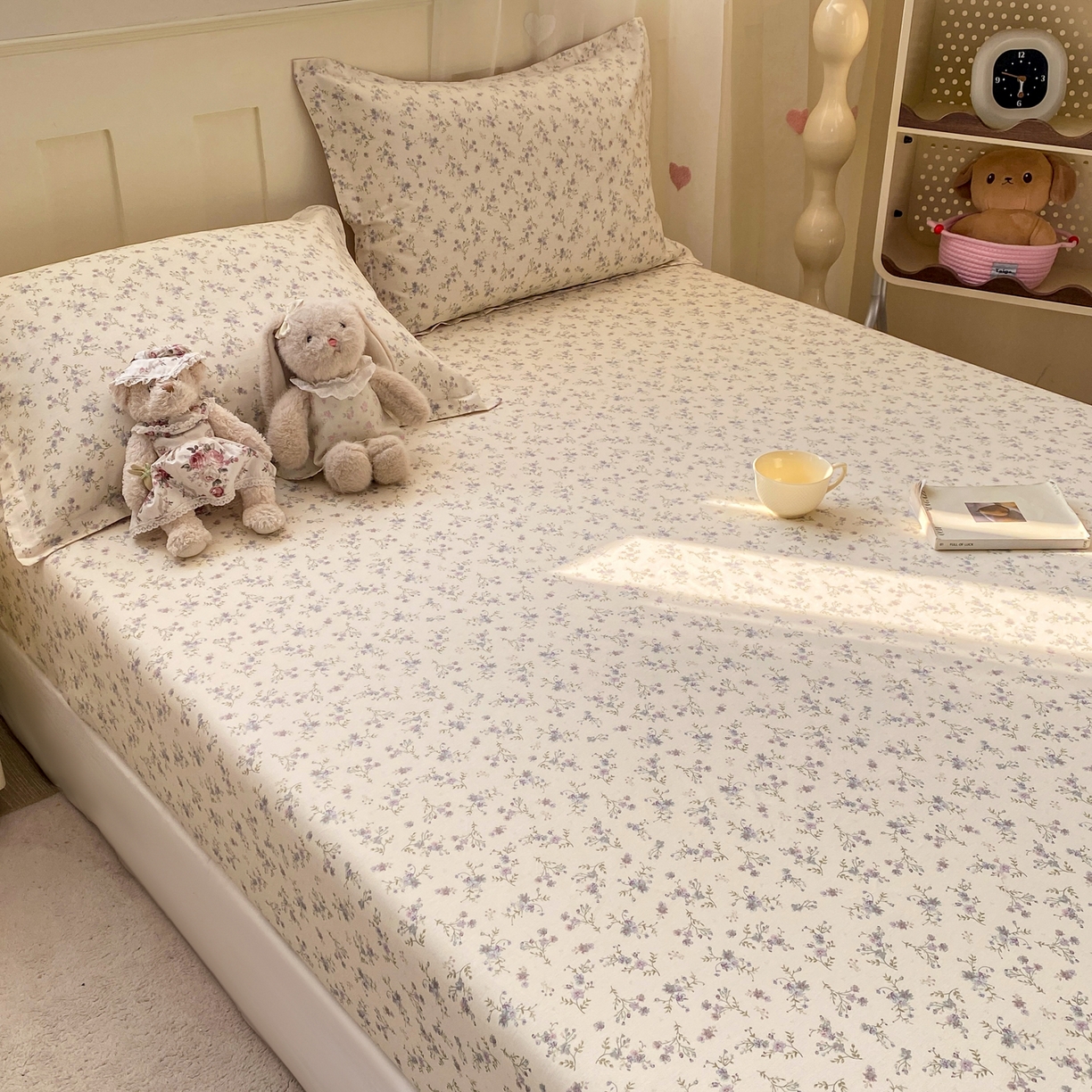 91家纺网 家纺一手货源 找家纺 女子家纺 2026新款全棉纯棉印花小印花花卉款单床笠床笠单件 星辰蔷薇