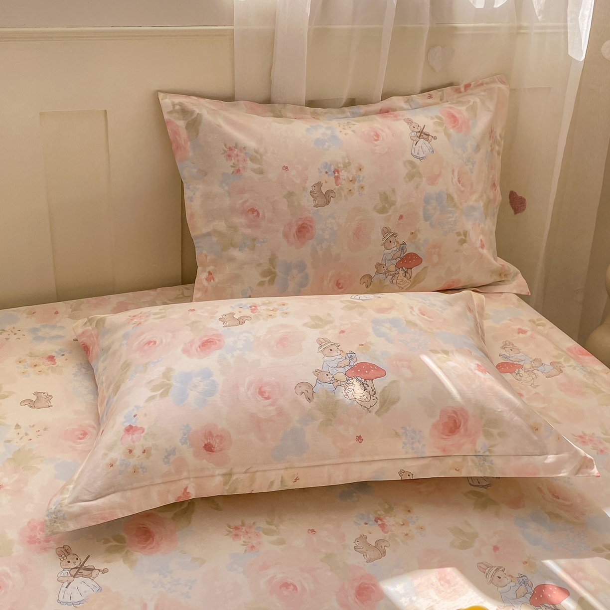 91家纺网 家纺一手货源 找家纺 女子家纺 2026新款全棉纯棉印花小印花花卉款单床笠床笠单件 油画弦音