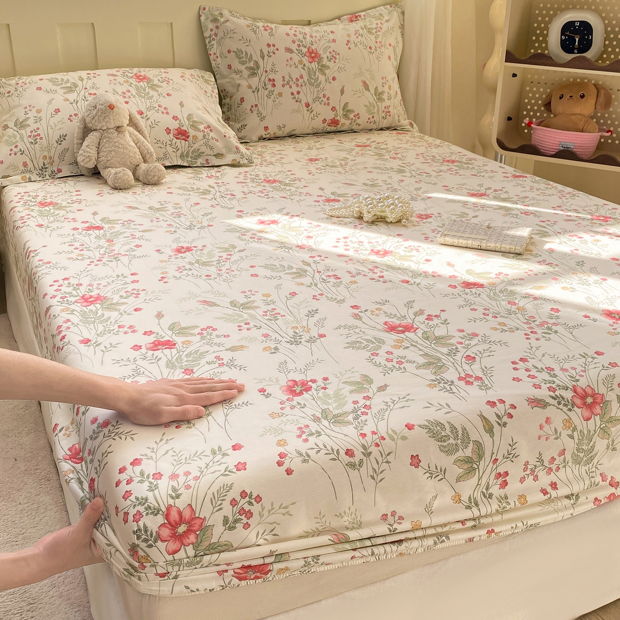 女子家纺 2026新款全棉纯棉印花小印花花卉款单床笠床笠单件 玉笛花间