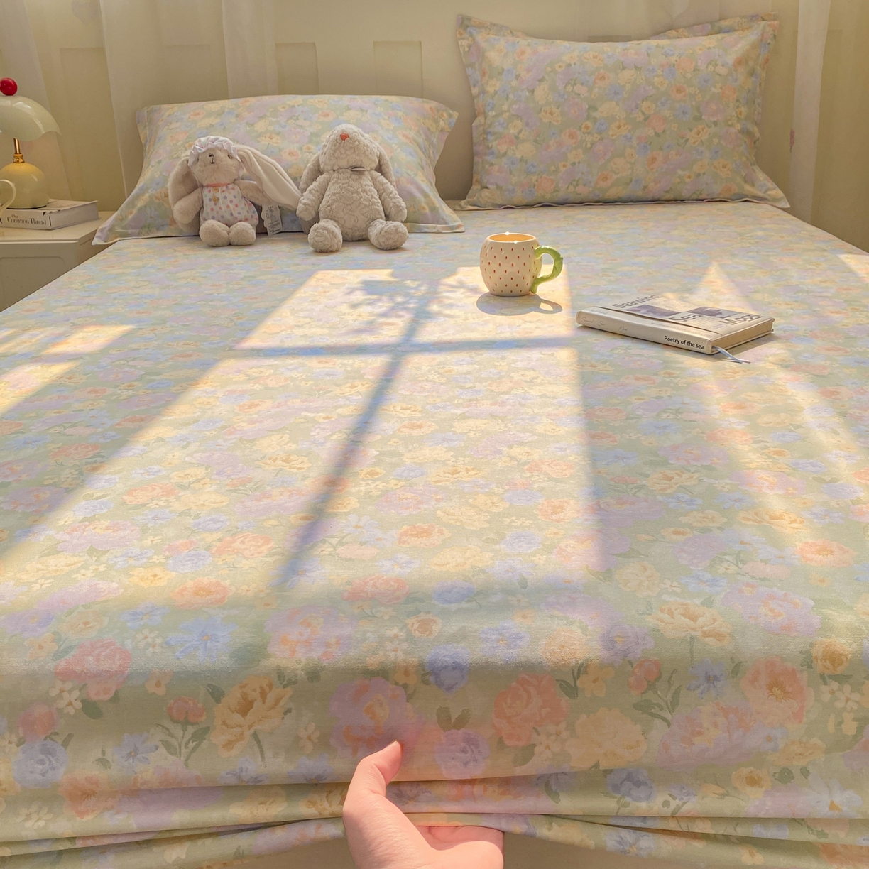 91家纺网 家纺一手货源 找家纺 女子家纺 2026新款全棉纯棉印花小印花花卉款单床笠床笠单件 栀子花语