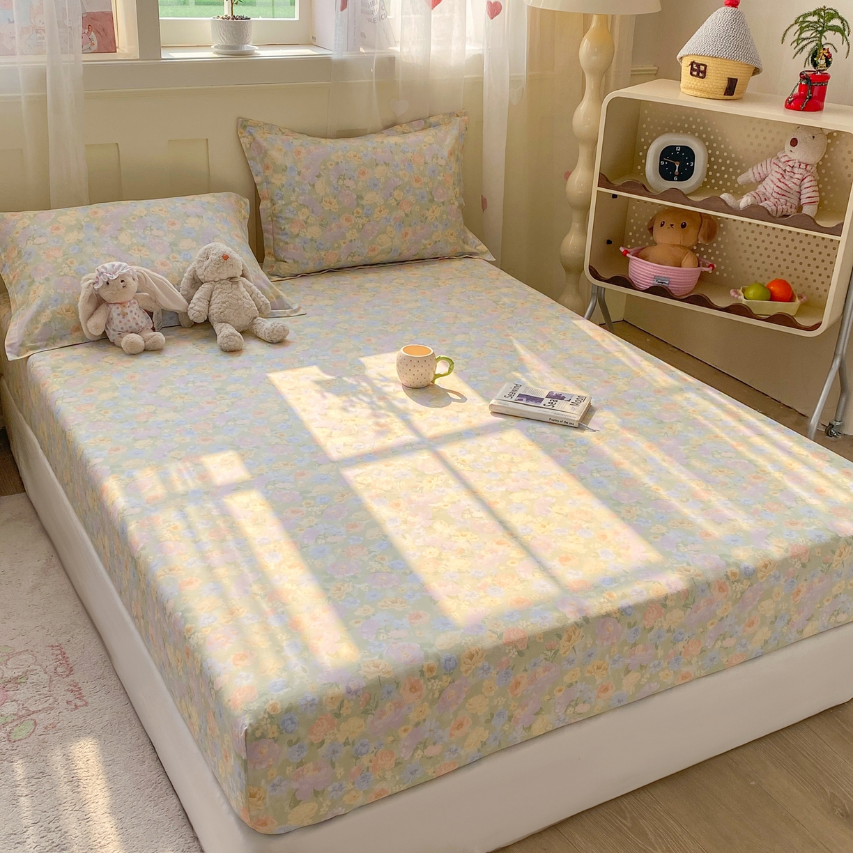 91家纺网 家纺一手货源 找家纺 女子家纺 2026新款全棉纯棉印花小印花花卉款单床笠床笠单件 栀子花语