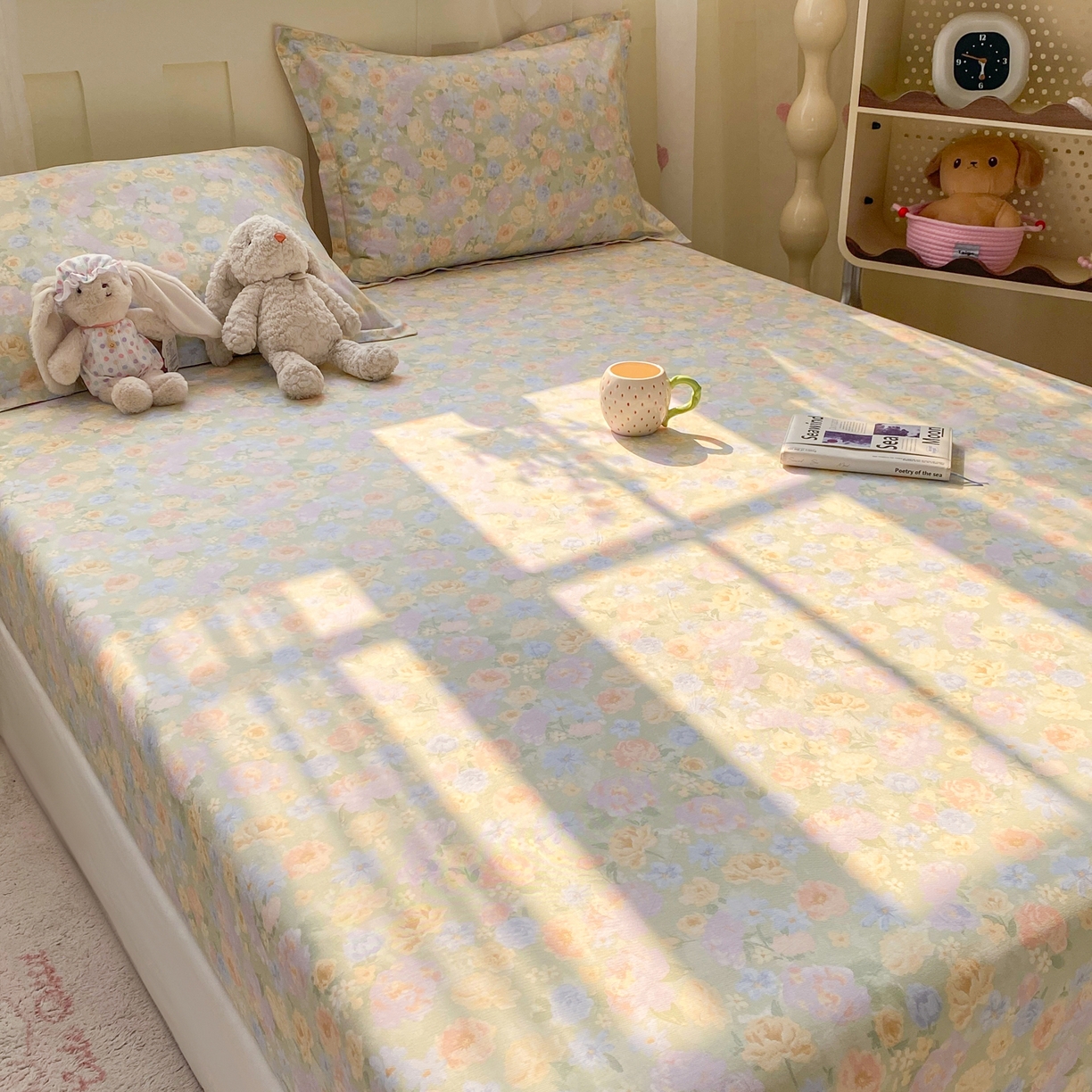 91家纺网 家纺一手货源 找家纺 女子家纺 2026新款全棉纯棉印花小印花花卉款单床笠床笠单件 栀子花语