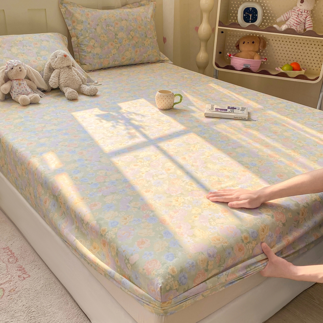 91家纺网 家纺一手货源 找家纺 女子家纺 2026新款全棉纯棉印花小印花花卉款单床笠床笠单件 栀子花语