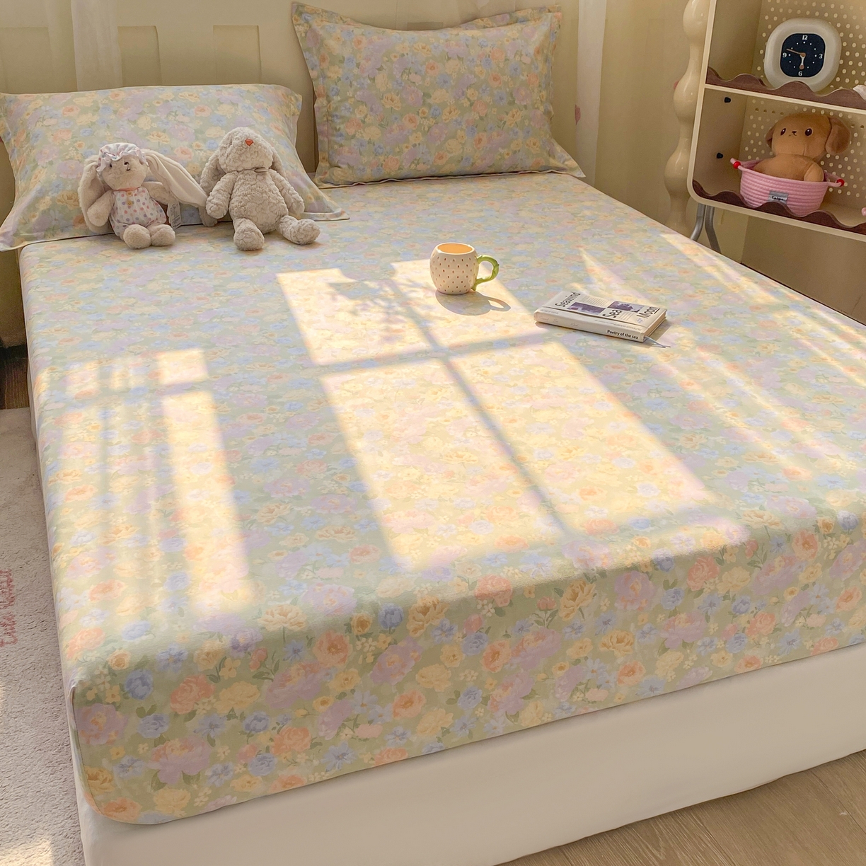 91家纺网 家纺一手货源 找家纺 女子家纺 2026新款全棉纯棉印花小印花花卉款单床笠床笠单件 栀子花语