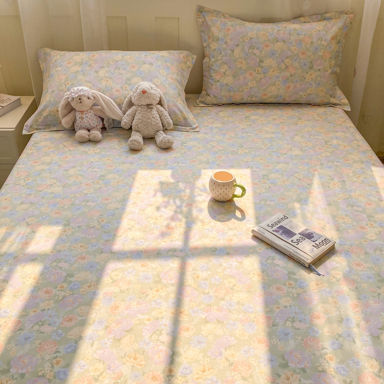 91家纺网 家纺一手货源 找家纺 女子家纺 2026新款全棉纯棉印花小印花花卉款单床笠床笠单件 栀子花语