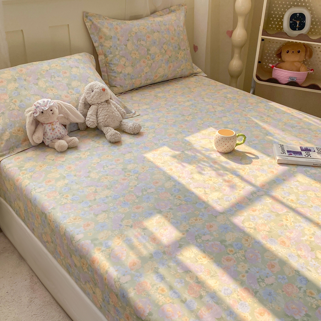 91家纺网 家纺一手货源 找家纺 女子家纺 2026新款全棉纯棉印花小印花花卉款单床笠床笠单件 栀子花语