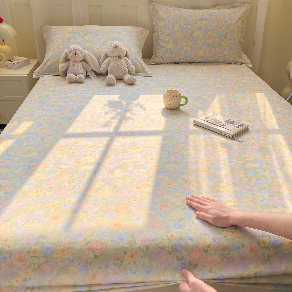 91家纺网 家纺一手货源 找家纺 女子家纺 2026新款全棉纯棉印花小印花花卉款单床笠床笠单件 栀子花语