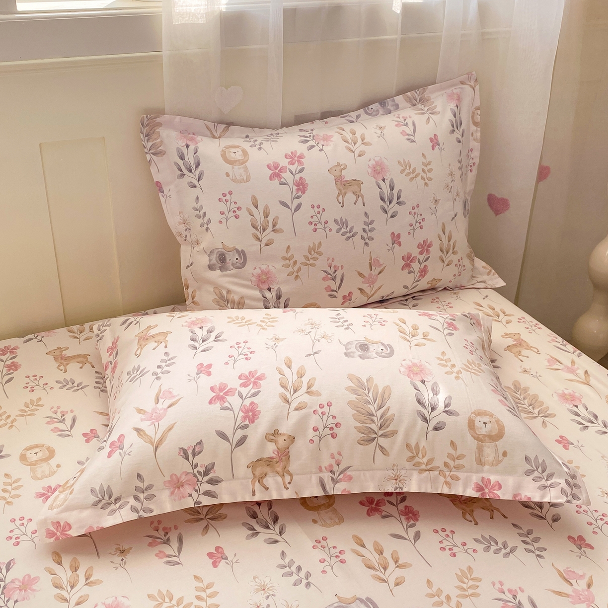 91家纺网 家纺一手货源 找家纺 女子家纺 2026新款全棉纯棉印花小印花花卉款单床笠床笠单件 自然手记粉