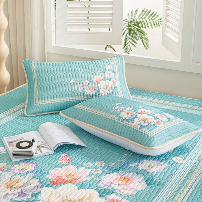 91家纺网 家纺一手货源 找家纺 羽梦家纺 2026新款冰柔丝乳胶床单款凉席秘密花园