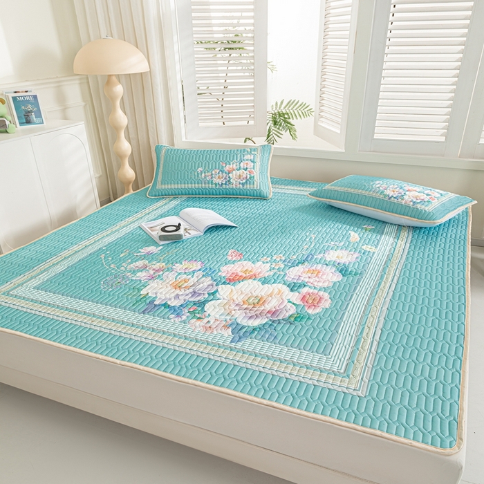 91家纺网 家纺一手货源 找家纺 羽梦家纺 2026新款冰柔丝乳胶床单款凉席秘密花园