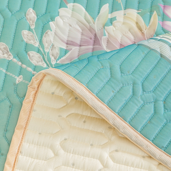 91家纺网 家纺一手货源 找家纺 羽梦家纺 2026新款冰柔丝乳胶床单款凉席秘密花园