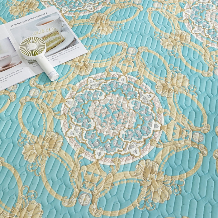 91家纺网 家纺一手货源 找家纺 羽梦家纺 2026新款冰柔丝乳胶床单款凉席帕蓬夜色