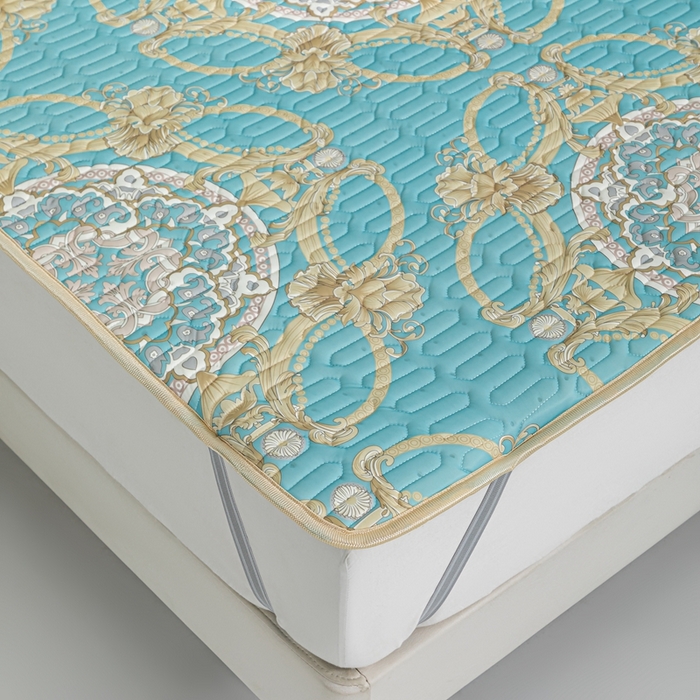 91家纺网 家纺一手货源 找家纺 羽梦家纺 2026新款冰柔丝乳胶床单款凉席帕蓬夜色