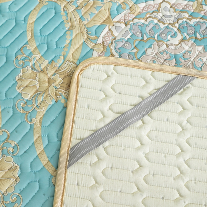 91家纺网 家纺一手货源 找家纺 羽梦家纺 2026新款冰柔丝乳胶床单款凉席帕蓬夜色