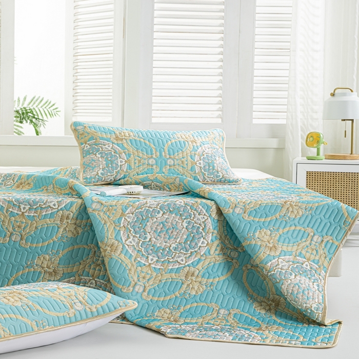 91家纺网 家纺一手货源 找家纺 羽梦家纺 2026新款冰柔丝乳胶床单款凉席帕蓬夜色