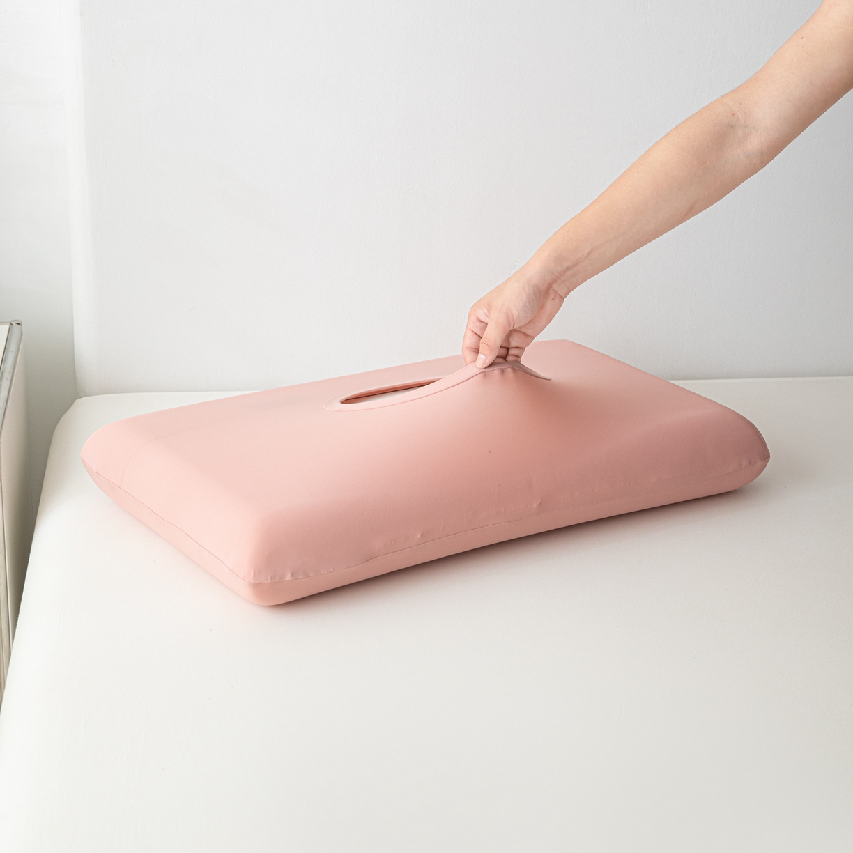 91家纺网 家纺一手货源 找家纺 慕尚家纺 2026新款锦纶小冰皮单枕套枕套单件 桃粉