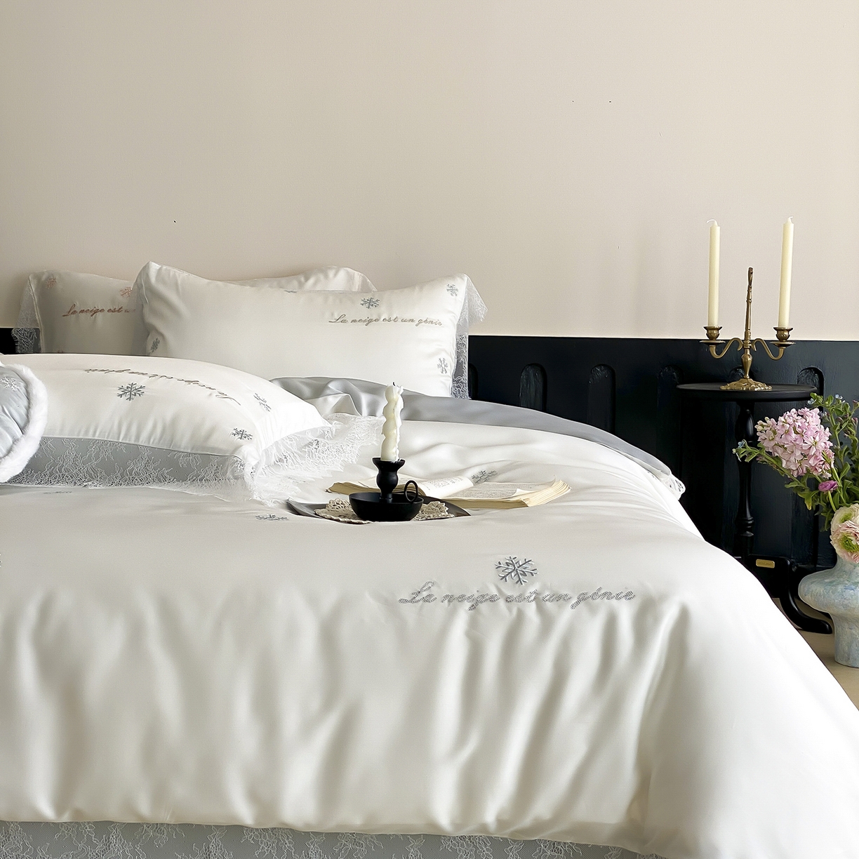 91家纺网 家纺一手货源 找家纺 （总）初拾 2026新款60s兰精天丝“小雪花”四件套-艾莎公主