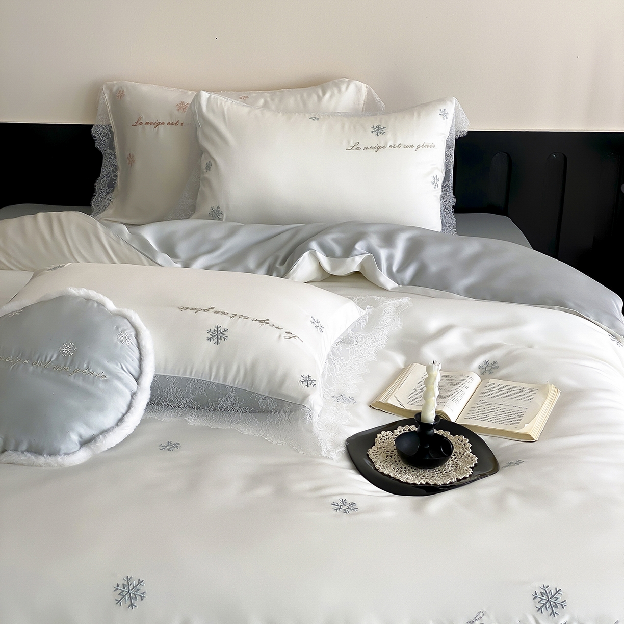 91家纺网 家纺一手货源 找家纺 （总）初拾 2026新款60s兰精天丝“小雪花”四件套-艾莎公主