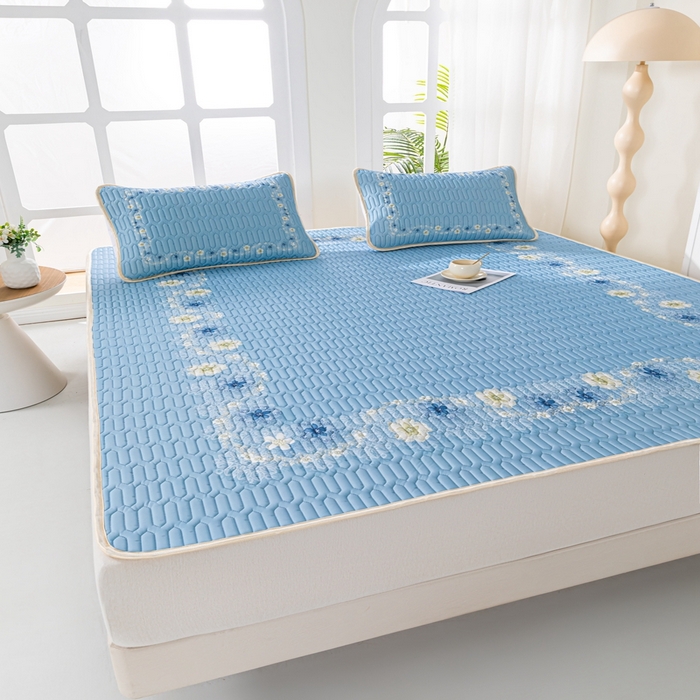 91家纺网 家纺一手货源 找家纺 羽梦家纺 2026新款冰柔丝乳胶床单款凉席倾城之恋