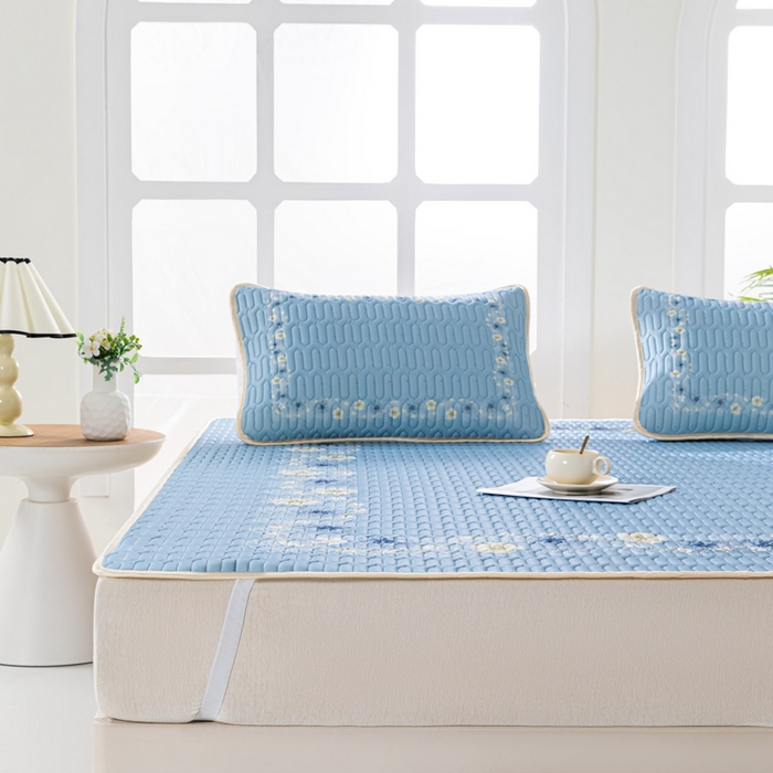 91家纺网 家纺一手货源 找家纺 羽梦家纺 2026新款冰柔丝乳胶床单款凉席倾城之恋