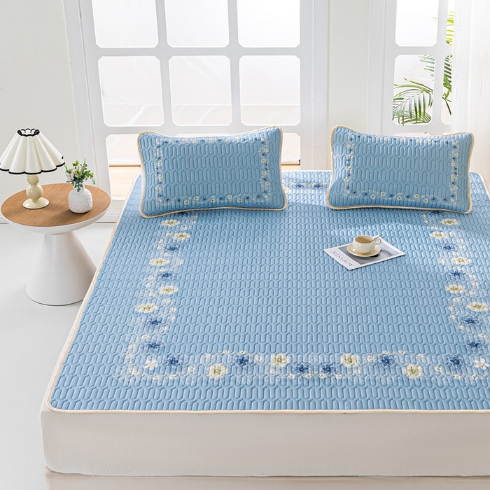 91家纺网 家纺一手货源 找家纺 羽梦家纺 2026新款冰柔丝乳胶床单款凉席倾城之恋