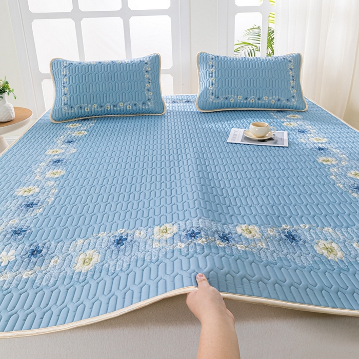 91家纺网 家纺一手货源 找家纺 羽梦家纺 2026新款冰柔丝乳胶床单款凉席倾城之恋