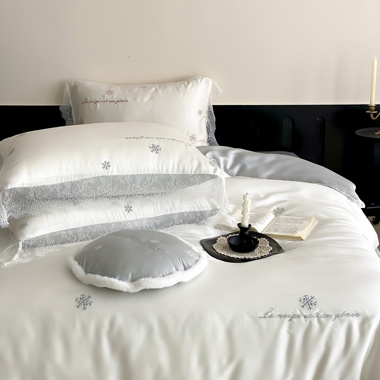 91家纺网 家纺一手货源 找家纺 （总）初拾 2026新款60s兰精天丝“小雪花”四件套-艾莎公主