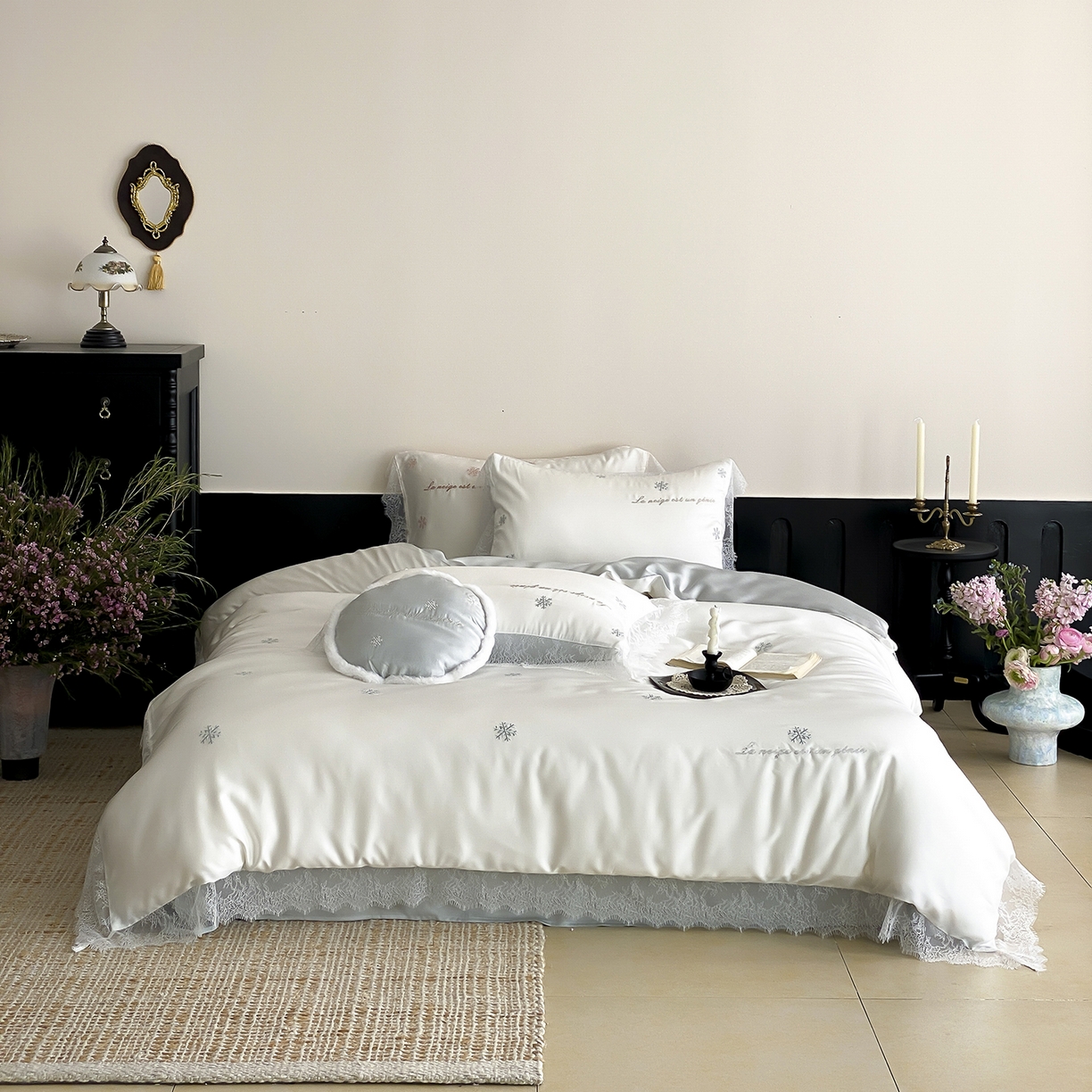 91家纺网 家纺一手货源 找家纺 （总）初拾 2026新款60s兰精天丝“小雪花”四件套-艾莎公主