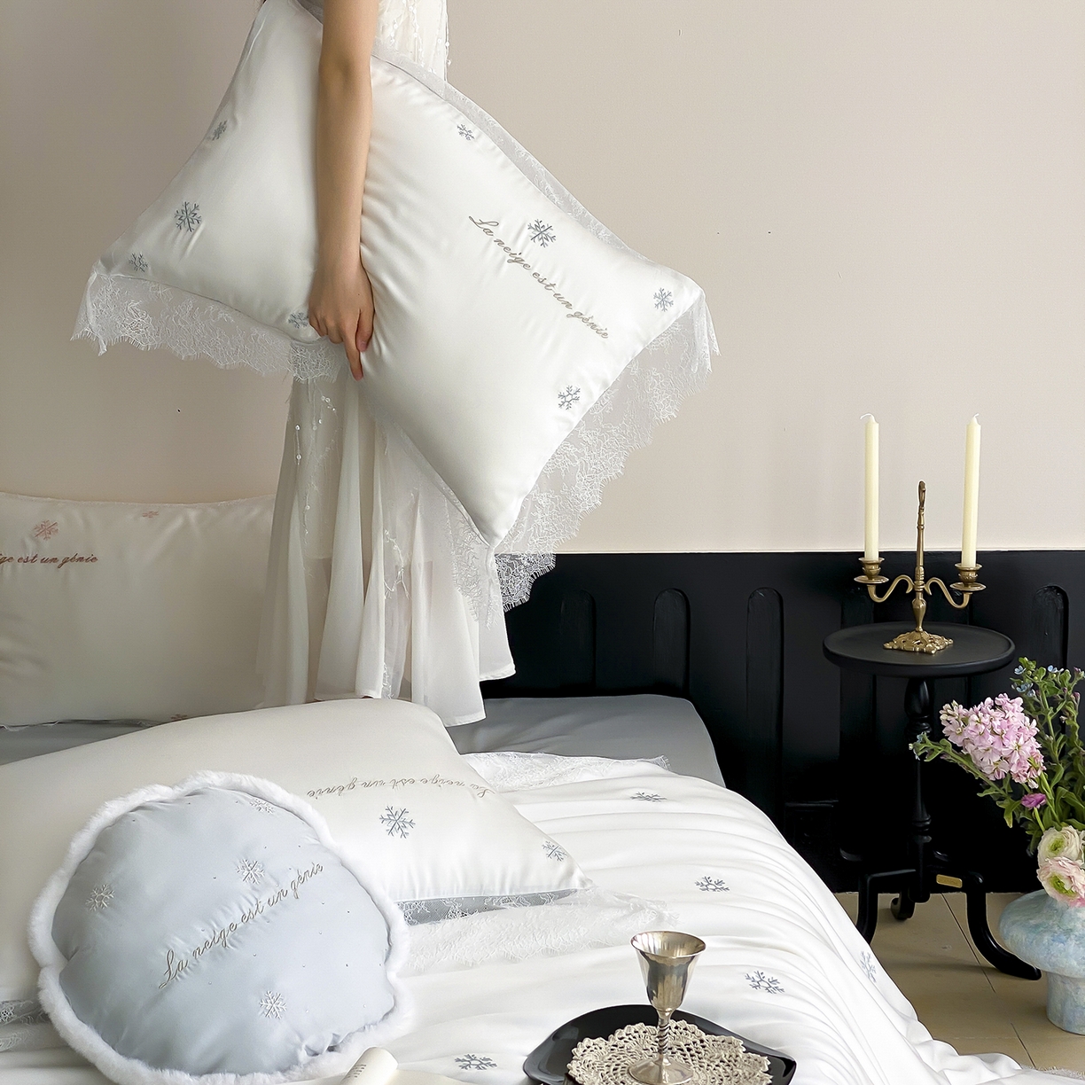 91家纺网 家纺一手货源 找家纺 （总）初拾 2026新款60s兰精天丝“小雪花”四件套-艾莎公主