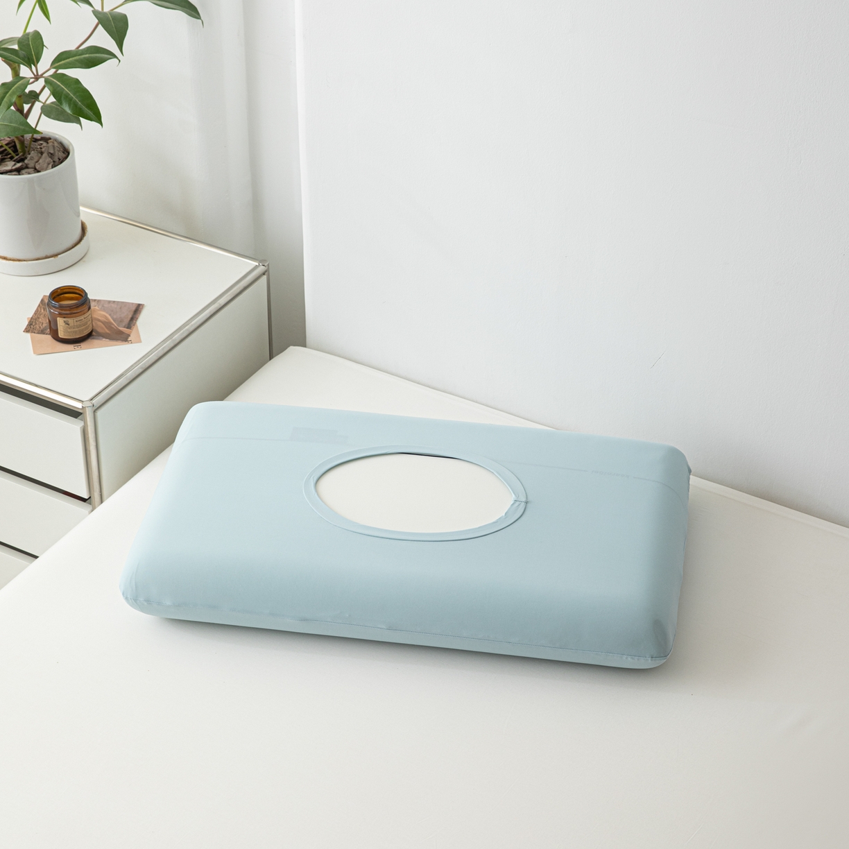 91家纺网 家纺一手货源 找家纺 慕尚家纺 2026新款锦纶小冰皮单枕套枕套单件 天空蓝