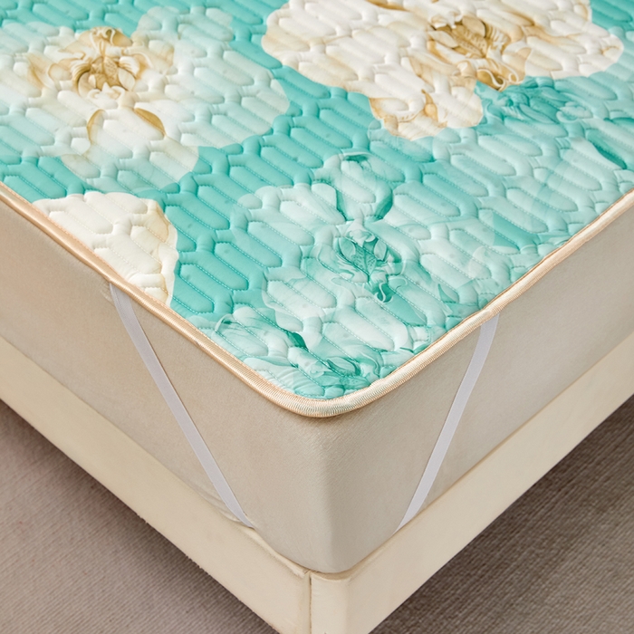 91家纺网 家纺一手货源 找家纺 羽梦家纺 2026新款冰柔丝乳胶床单款凉席青雾花影