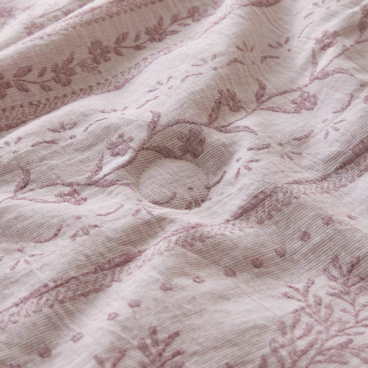 91家纺网 家纺一手货源 找家纺 吾诺家居 2026新款全棉色织提花三层纱夏被夏凉被空调被-华美 恋恋花开