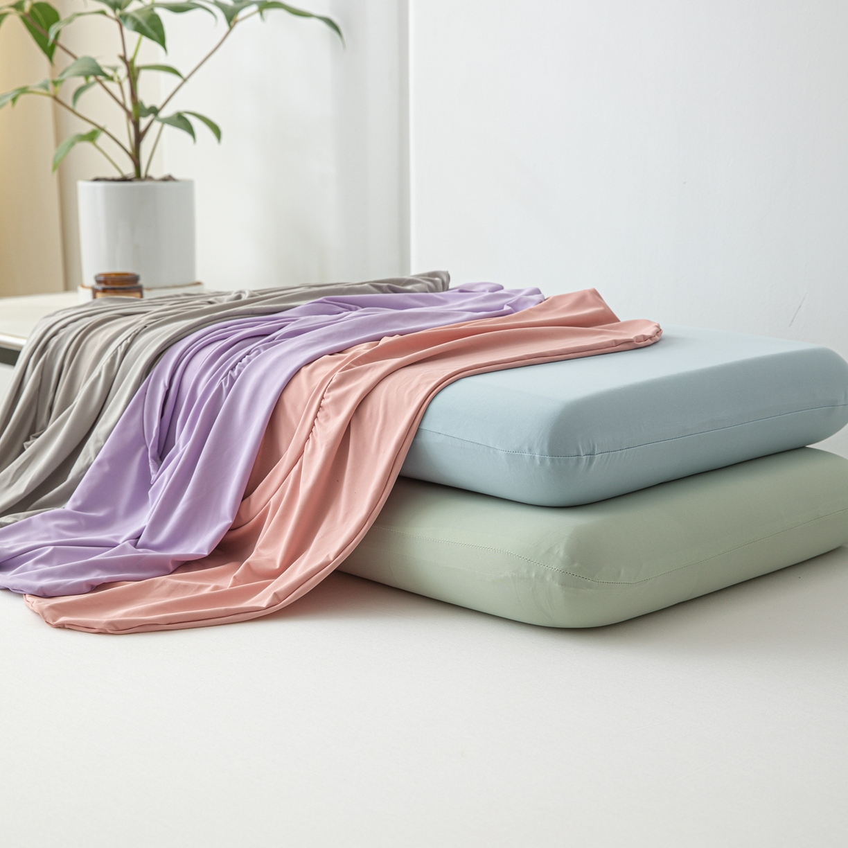 91家纺网 家纺一手货源 找家纺 慕尚家纺 2026新款锦纶小冰皮单枕套枕套单件 组合图（仅供展示不可下单）