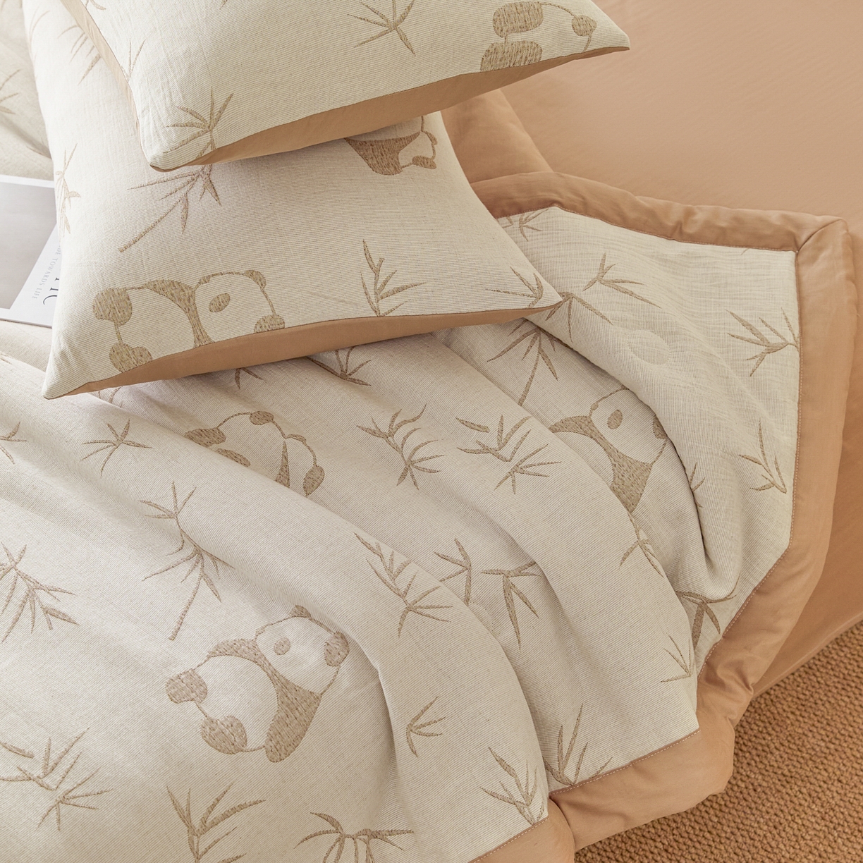 91家纺网 家纺一手货源 找家纺 吾诺家居 2026新款全棉色织提花三层纱夏被夏凉被空调被-华美 萌宝