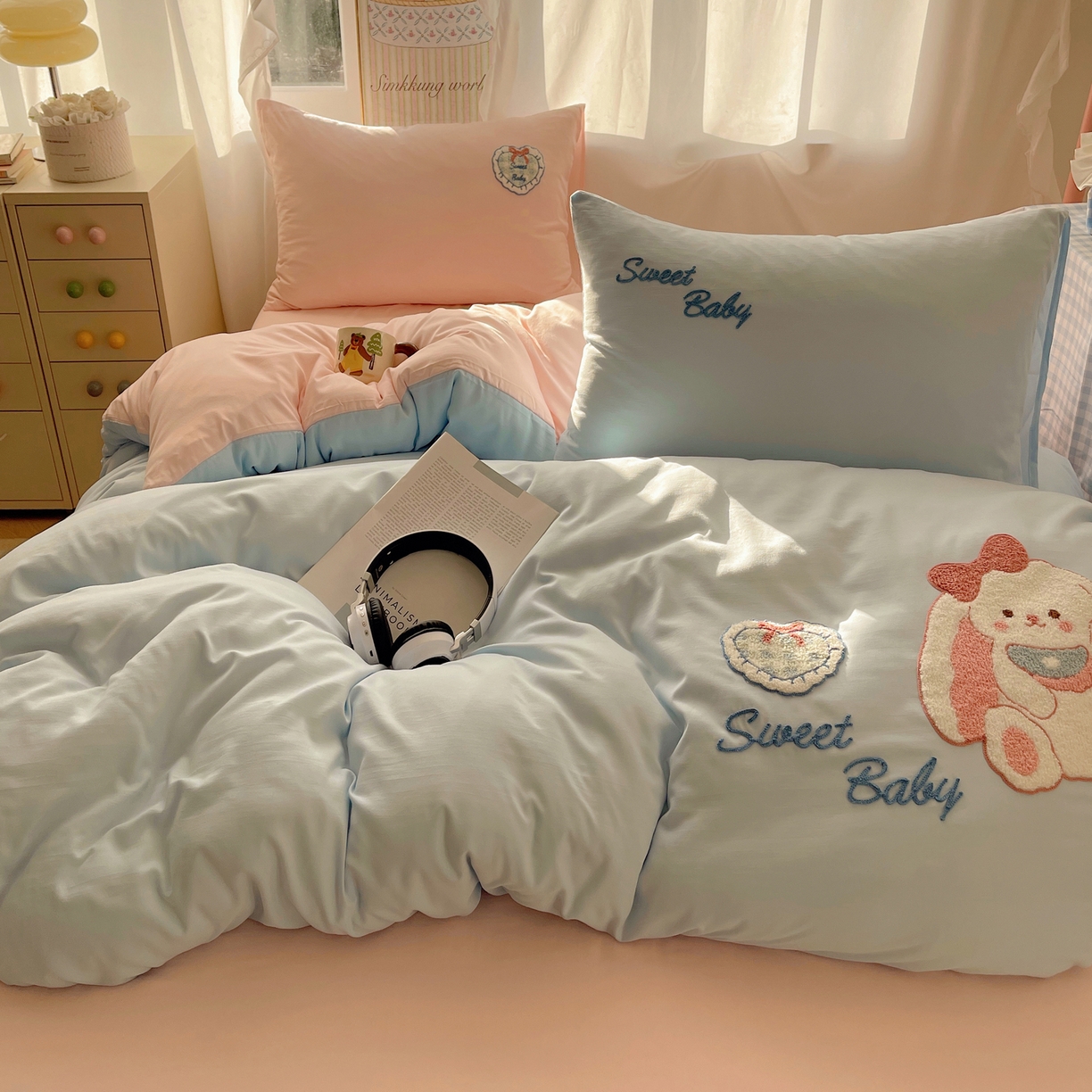 91家纺网 家纺一手货源 找家纺 （总）韩都家居 2026春夏新款亲肤舒适毛巾绣四件套（包含买家秀原图）