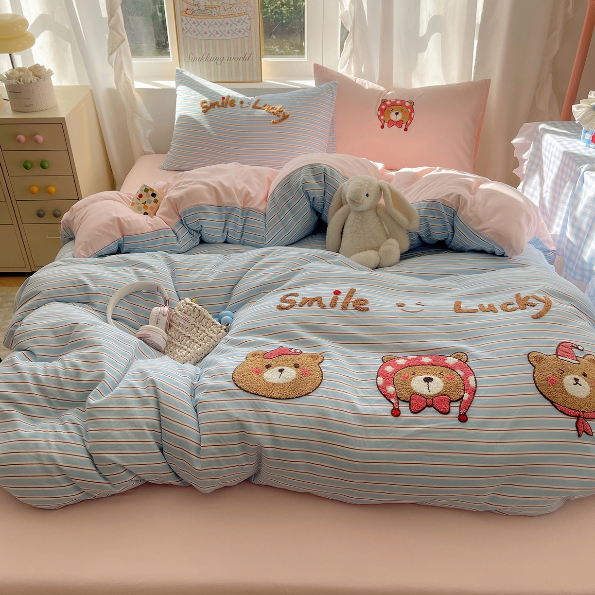 91家纺网 家纺一手货源 找家纺 （总）韩都家居 2026春夏新款亲肤舒适毛巾绣四件套（包含买家秀原图）