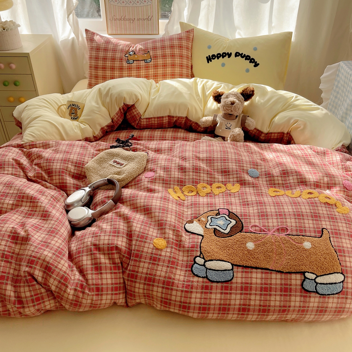 91家纺网 家纺一手货源 找家纺 （总）韩都家居 2026春夏新款亲肤舒适毛巾绣四件套（包含买家秀原图）