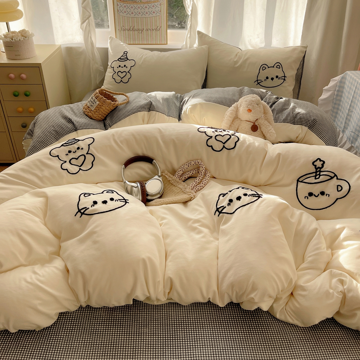 91家纺网 家纺一手货源 找家纺 （总）韩都家居 2026春夏新款亲肤舒适毛巾绣四件套（包含买家秀原图）