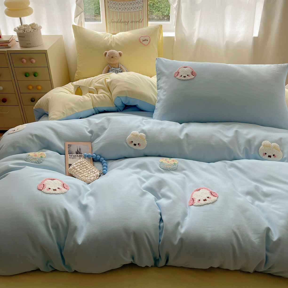 91家纺网 家纺一手货源 找家纺 （总）韩都家居 2026春夏新款亲肤舒适毛巾绣四件套（包含买家秀原图）