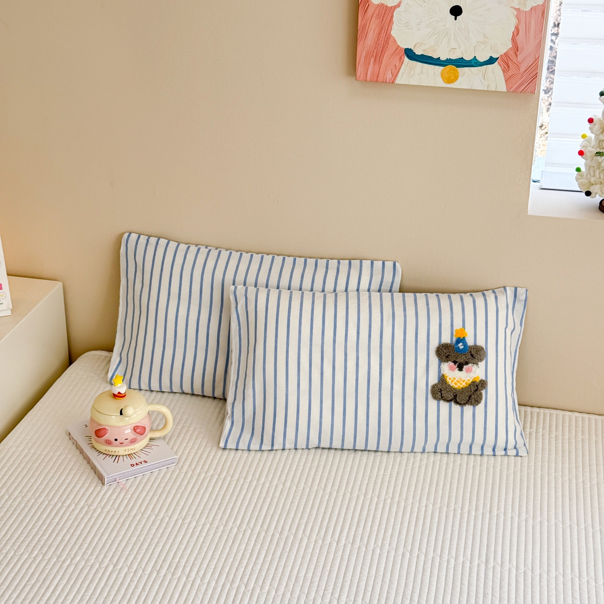 91家纺网 家纺一手货源 找家纺 （总）慕尚家纺 2026新款色织水洗棉毛巾绣单枕套 枕套单件