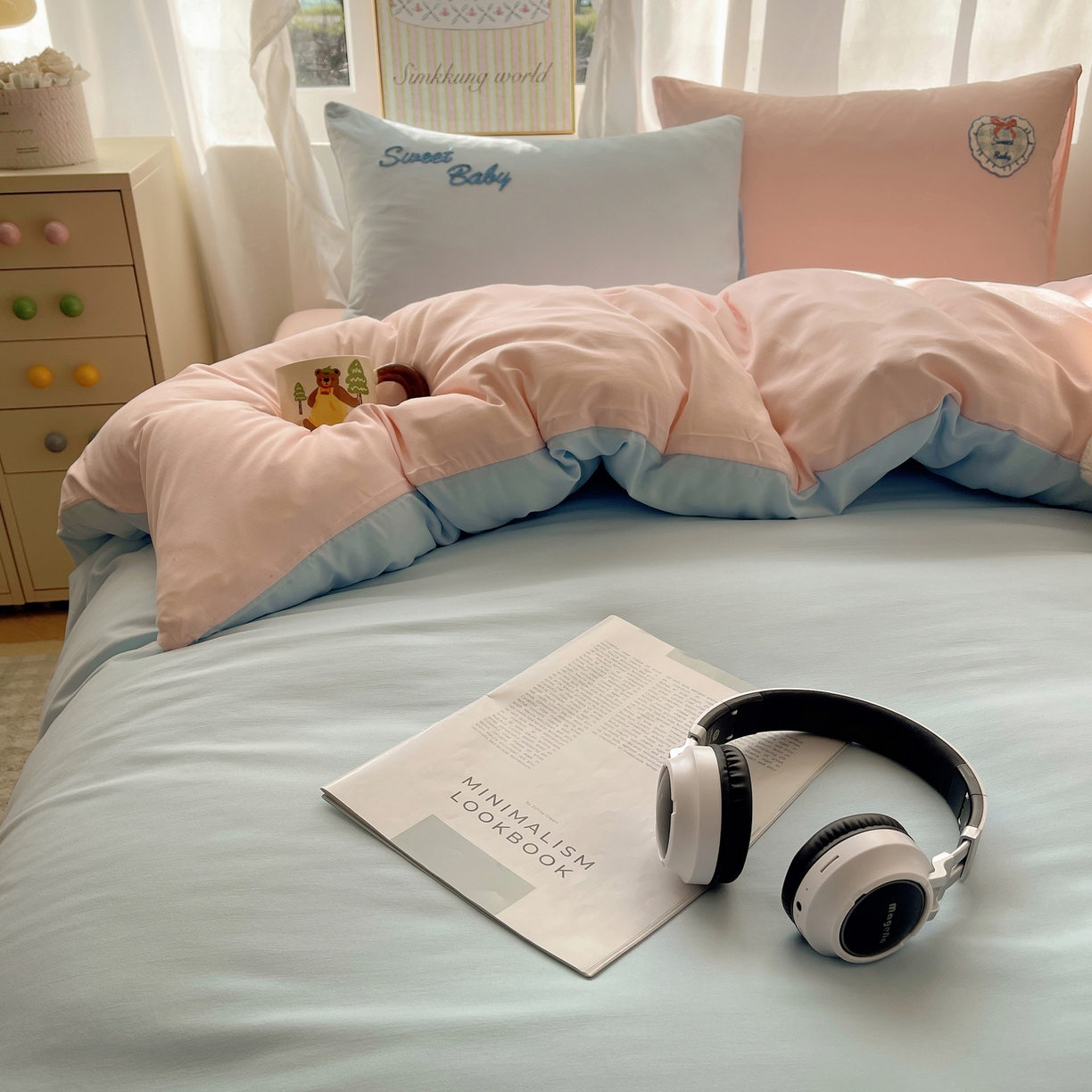 91家纺网 家纺一手货源 找家纺 韩都家居 2026春夏新款亲肤舒适毛巾绣四件套（包含买家秀原图） 爱心小兔