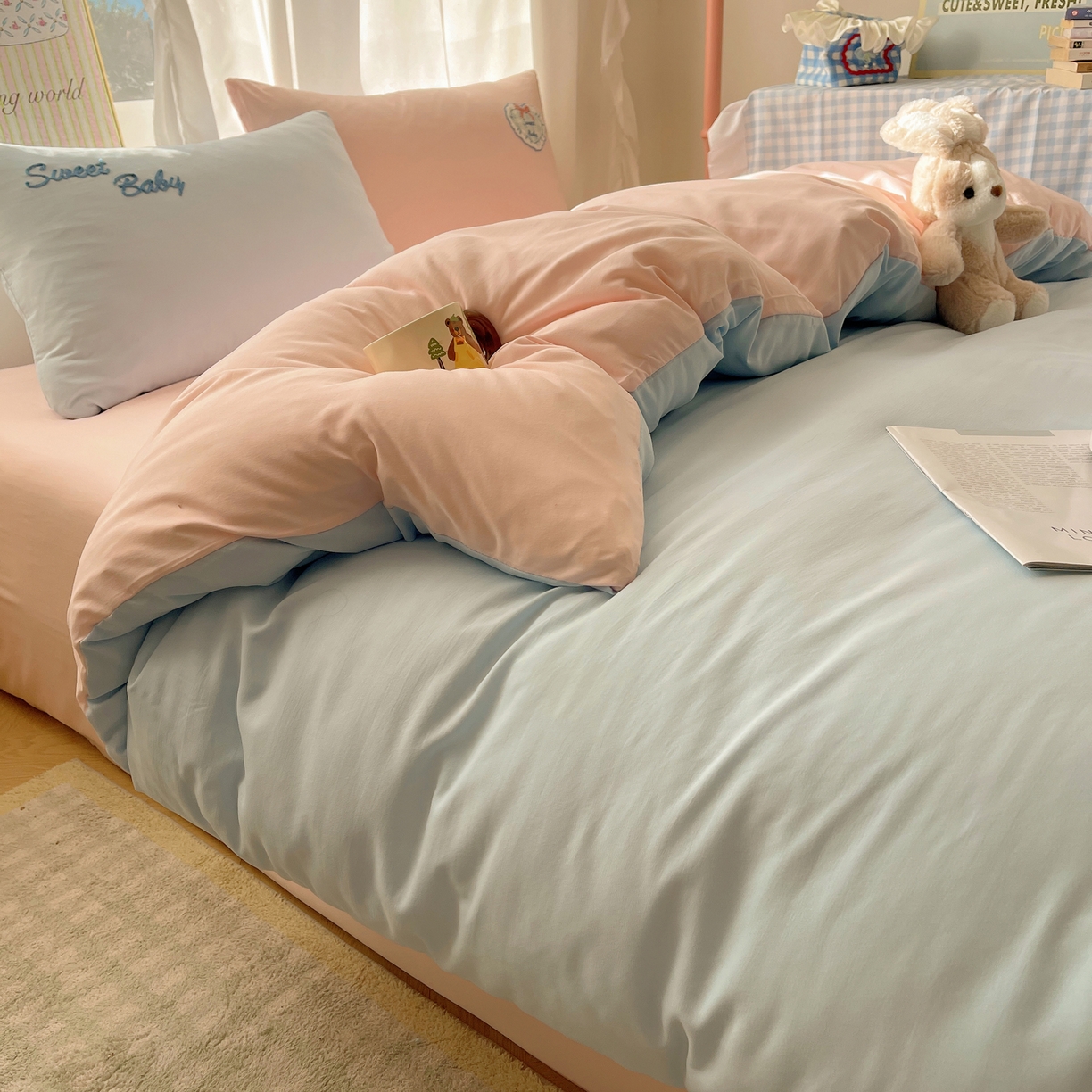 91家纺网 家纺一手货源 找家纺 韩都家居 2026春夏新款亲肤舒适毛巾绣四件套（包含买家秀原图） 爱心小兔